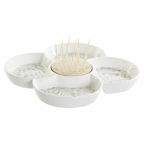 Appetizer Set DKD Home Decor Multicolour Natural Bamboo Stoneware