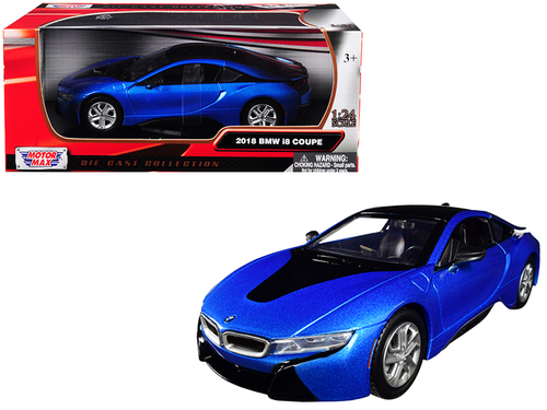 2018 BMW i8 Coupe Metallic Blue with Black Top 1/24 Diecast Model Car