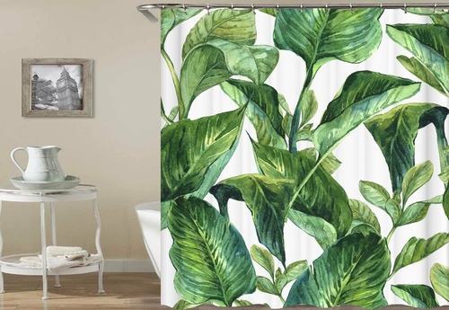 Bird Of Paradise Fresh Leaves Shower Curtain