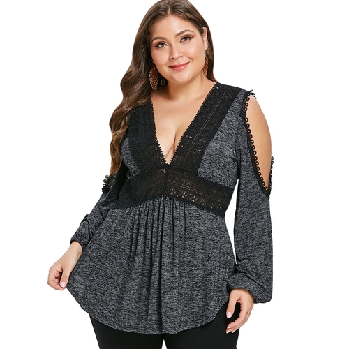  Plus Size 5XL Sexy Plunging Neck Cold