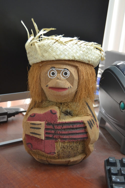 Hand Carved Coconut Monkey Souvenir Display Stand