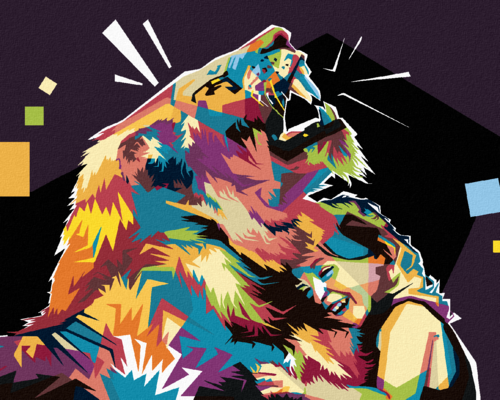 Paint by Numbers - COLOURFUL LION AND GIRL