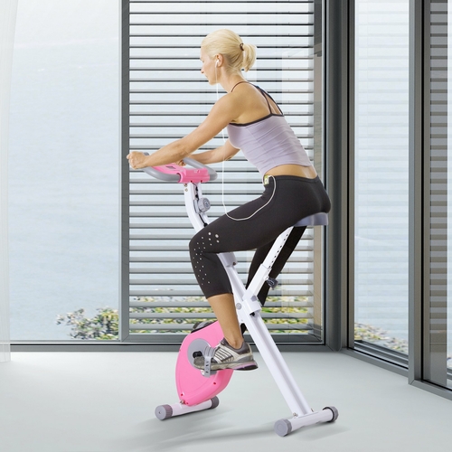 Soozier Foldable Exercise Bike with Adjustable Resistance  Digital