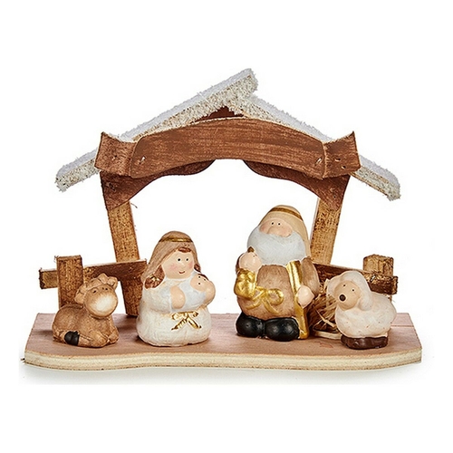 Christmas nativity set White Brown Golden Wood Ceramic 8,5 x 15,5 x