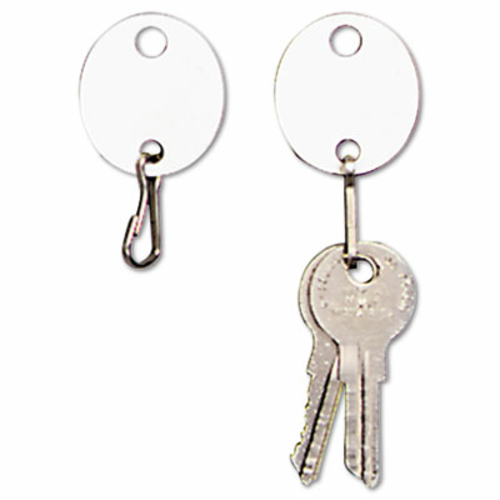 Steelmaster 201800706 Oval Snap-Hook Key Tags- Plastic- 1.5 x 1.5- Whi