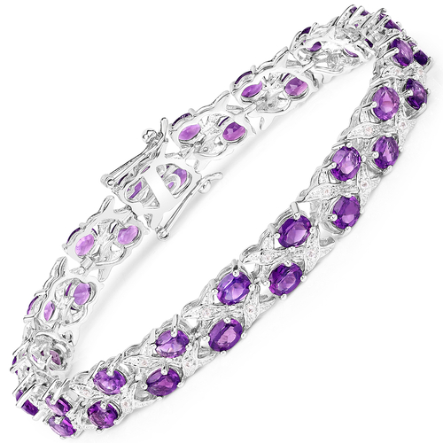 12.60 Carat Genuine Amethyst & White Topaz .925 Sterling Silver