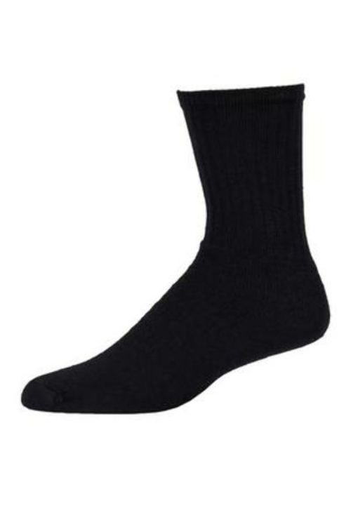 Stretch Knit Cotton Crew Sport Socks - Black, 10-13