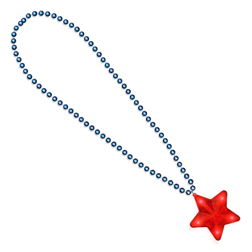 Blinkee 597500 Blue Beaded Necklace with Red LED Star