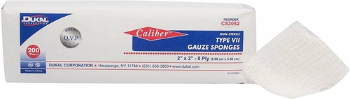 Dukal Type VII Gauze Sponges 2" x 2". Case of 5000 8-ply Gauze