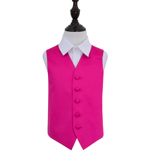 Plain Satin Waistcoat - Boys - Hot Pink, 24'