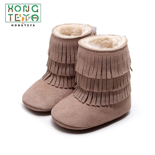 2019 Toddler Girl Suede Boots Thicken Fur Fringe