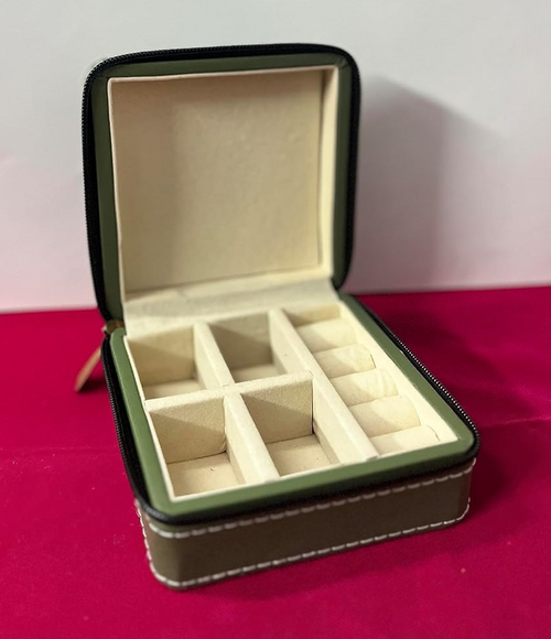 Faux Leather Mini Jewelry Travel Case Small Handy Organizer Portable