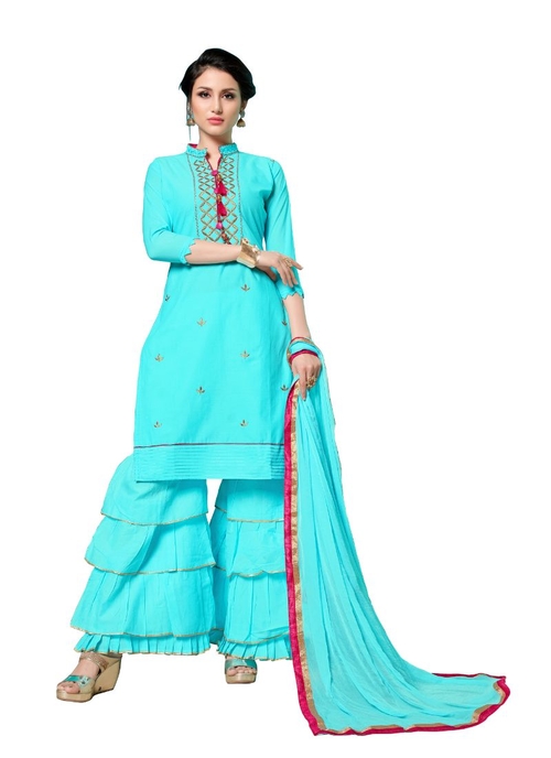 Generic Women's Jam Cotton Salwar Material (Sky