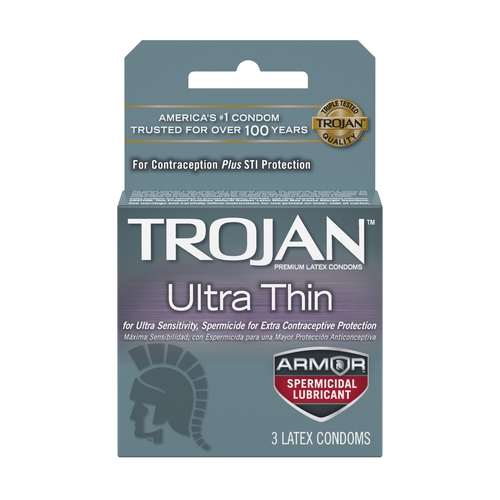 Trojan Ultra Thin Armor Spermicidal Condoms - 3 Pack