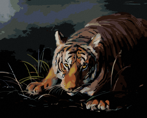 Zuty - Paint by Numbers - TIGER LURKING IN THE DARK (D. RUSTY RUST),