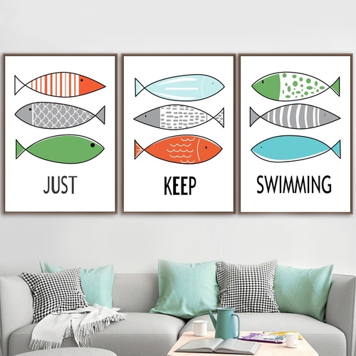 Wall Art Canvas Posters And Prints Cartoon Fish