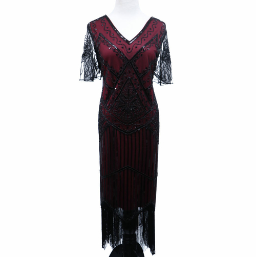 Western Fashion 2535-S Flapper Art Deco, Burgundy - Small