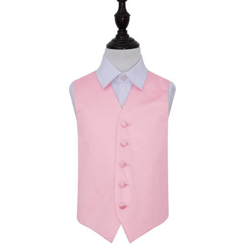 Plain Satin Waistcoat - Boys - Baby Pink, 34'