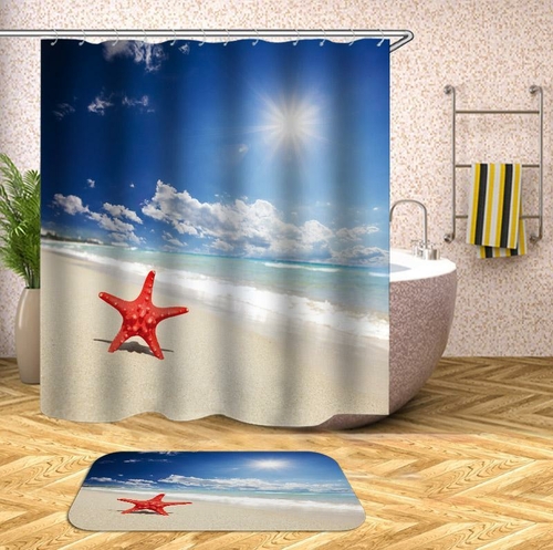 Single Starfish On The Beach Shower Curtain