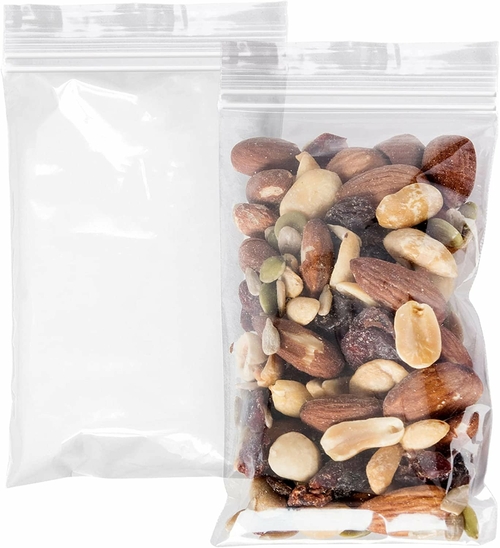 Pack of 100 Double Track Zipper Bags, Clear 3 x 5. Heavy Duty