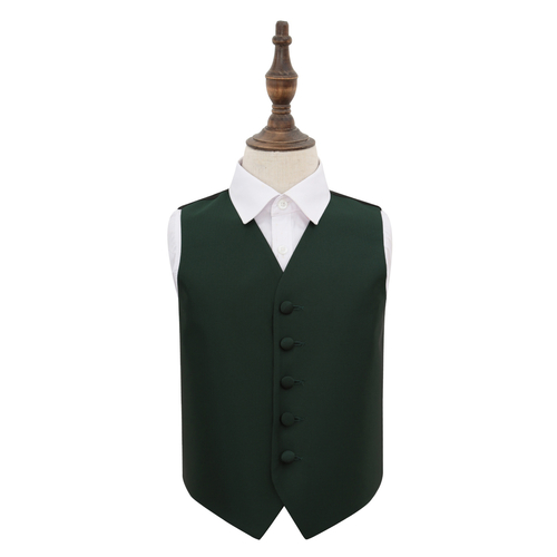 Solid Check Waistcoat - Boys - Dark Green, 32'