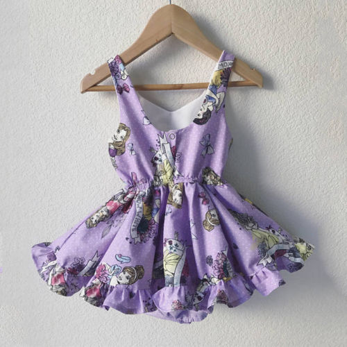 Cartoon Kids Baby Girls Floral Backless Princess