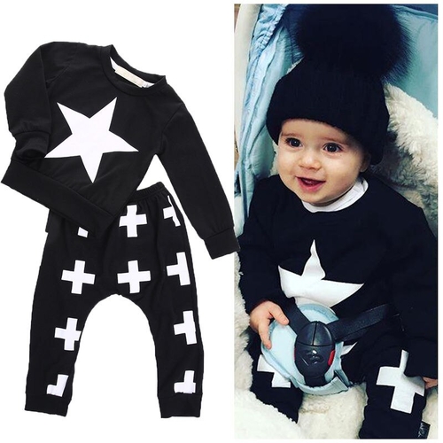New 2016 spring autumn Baby Girls Boy clothing set