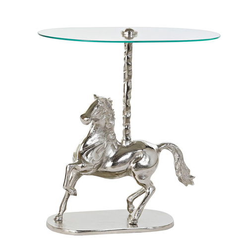 Side table DKD Home Decor Transparent Aluminium Crystal Silver Horse