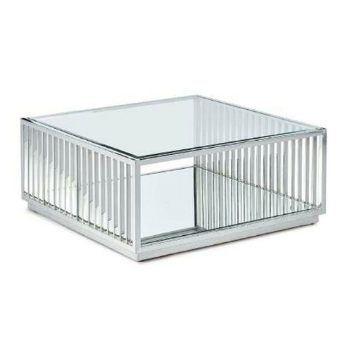 Centre Table DKD Home Decor Transparent Silver Steel Mirror 100 x 100