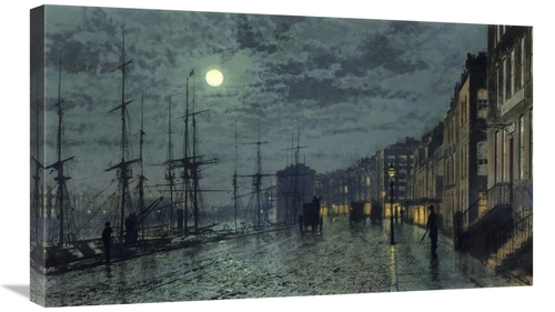 Global Gallery GCS-282154-30-142 30 in. City Docks by Moonlight Art Pr