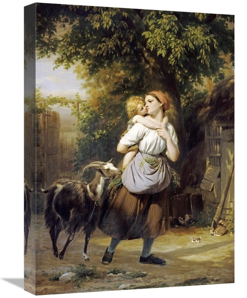 Global Gallery GCS-268698-22-142 22 in. A Mother & Child with a Goat o