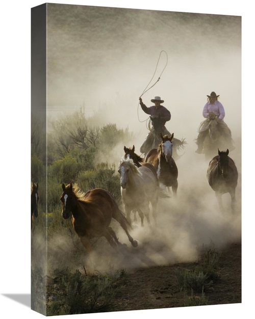 Global Gallery GCS-452594-1218-142 12 x 18 in. Horses Herded by Cowboy