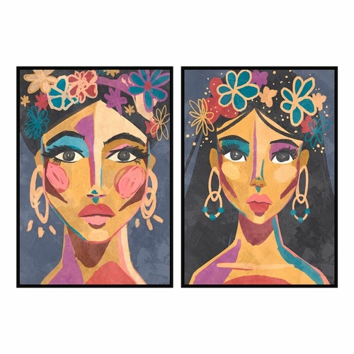 Painting DKD Home Decor 102,5 x 4,3 x 142,6 cm Lady Modern (2 Units)