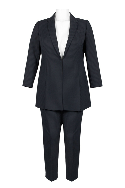 Tahari ASL Notched Collar Long Sleeve Pleated Pants Set (Plus Size)