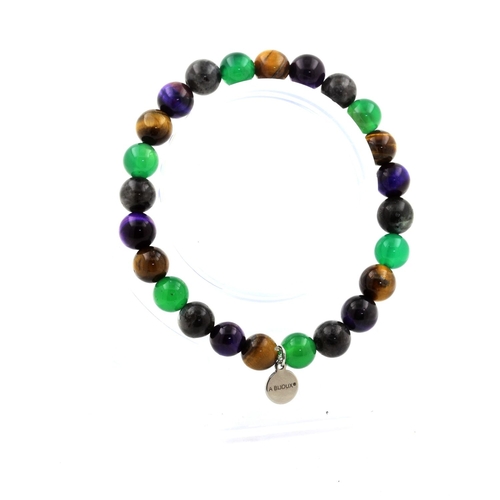 Tiger's Eye + Labradorite + Purple Tiger's Eye + Green Agate Bracelet