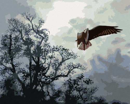 Zuty - Paint by Numbers - EAGLE IN FLIGHT AND TREES (D. RUSTY RUST),