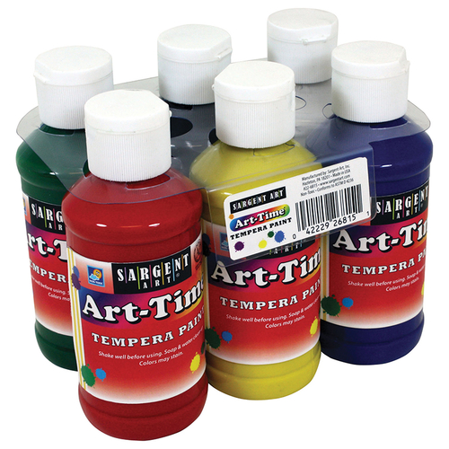 Sargent Art SAR226815-2 4 oz Art Time Tempera Primary Color - 6 Per Se