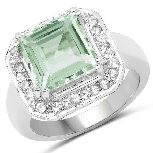 5.21 Carat Genuine Green Amethyst and White Topaz .925 Sterling Silver
