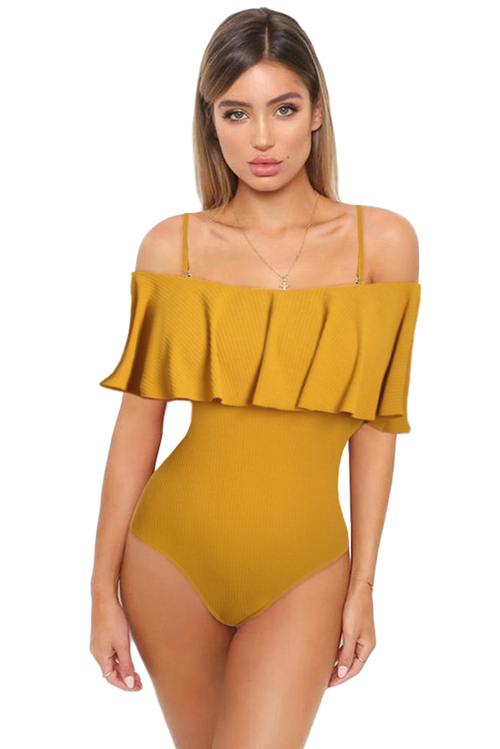 Romantic Ruffle Overlay Sling One-piece Swimsuit