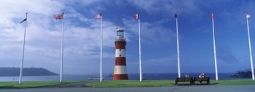 Panoramic Images PPI126496L Lighthouse with flags on the coast  Smeato