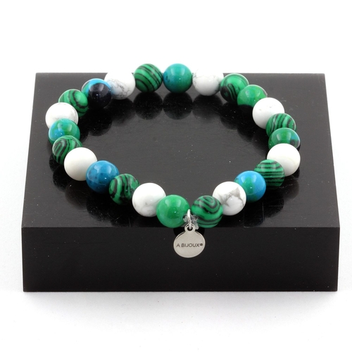 Chrysocolla + Howlite + Malachite Bracelet 8 mm Beads.