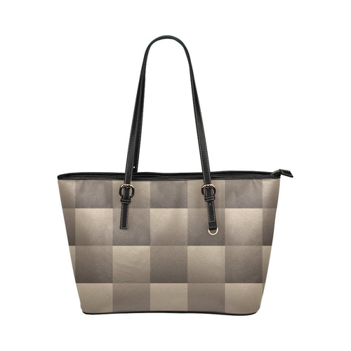 Large Leather Tote Shoulder Bag - Geometric Multicolor Illustration