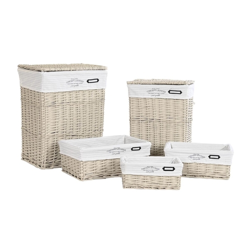 Set of Baskets DKD Home Decor Beige Polyester wicker (44 x 34 x 56 cm)