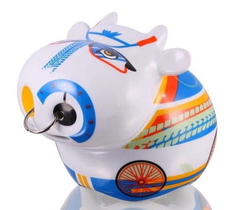 Porcelain Moneybank Cyclist Cow