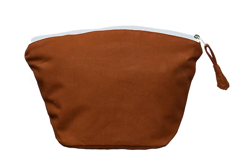 Solid Brown Color Ladies And Gils Cosmetic And Travel Pouch