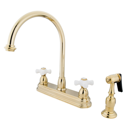 Kingston Brass KB3752PXBS Two Handle 8 in. Kitchen Faucet with Brass S