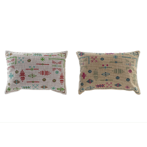 Cushion DKD Home Decor White Beige Rectangular Boho Ikat 50 x 10 x 35