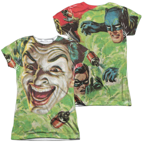 Batman Classic TV & Laugh Gas Front & Back Print-Short Sleeve Juniors 