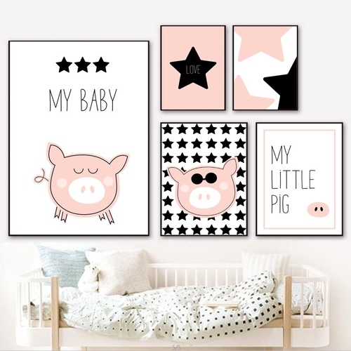 Animals Pig Pentagram Quote Nordic Poster