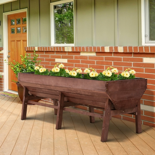 Outsunny Wooden Raised Garden Bed Planter with Non-Woven Fabric Bag